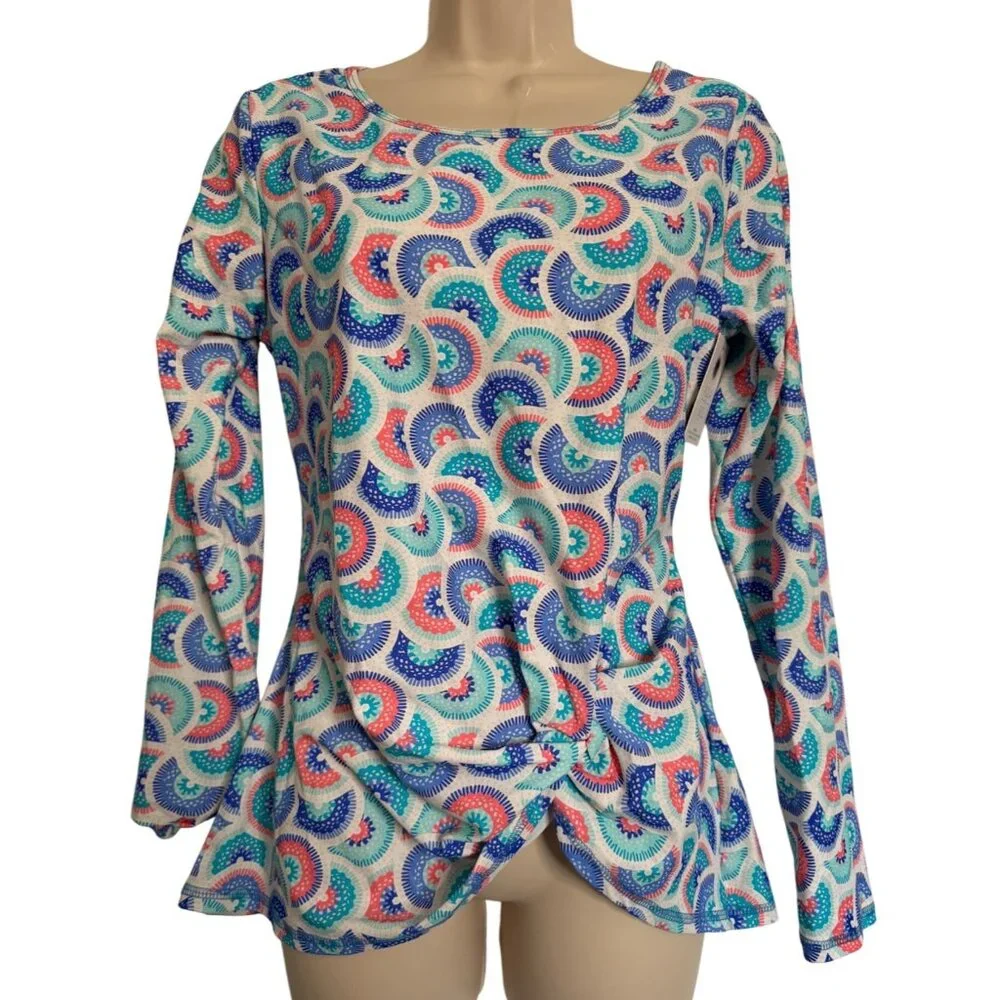 Aqua Sol Women's Medium Rash Guard UPF 50+ Long Sleeve Print NWT Swimsuit